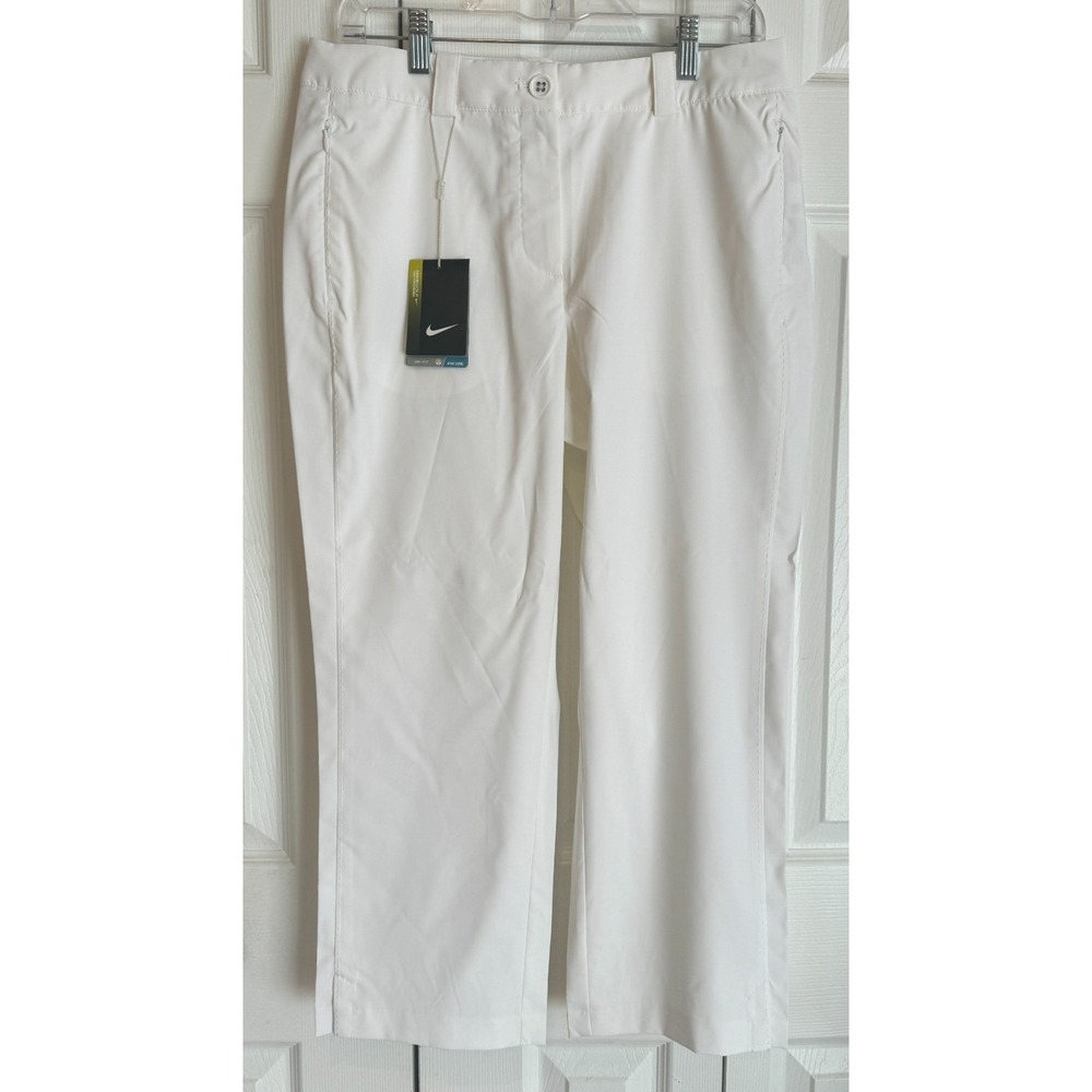 NEW Nike Golf Tour Performance Crop Pants Dri-Fit Women's Sz 8 White 452861-100